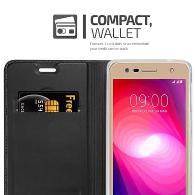 LG X POWER 2 Suojakuori Lompakkokotelo (Musta)