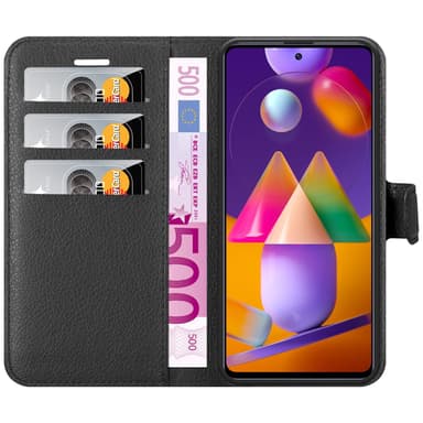Samsung Galaxy M31s Suojakuori Lompakkokotelo (Musta)