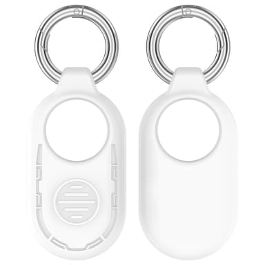 Naarmuuntumaton silikonikotelo Samsung Galaxy SmartTag 2:lle avaimenperällä Valkoinen