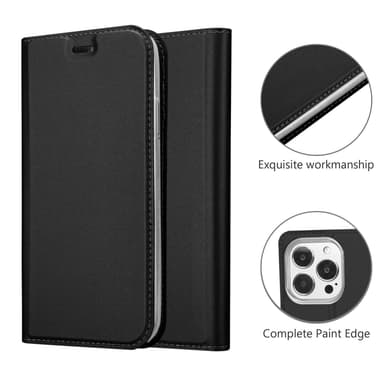 iPhone 13 PRO MAX Suojakuori Lompakkokotelo (Musta)