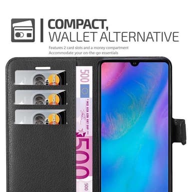 Huawei P30 Suojakuori Lompakkokotelo (Musta)