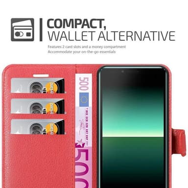 Sony Xperia 10 II Suojakuori Lompakkokotelo (Punainen)