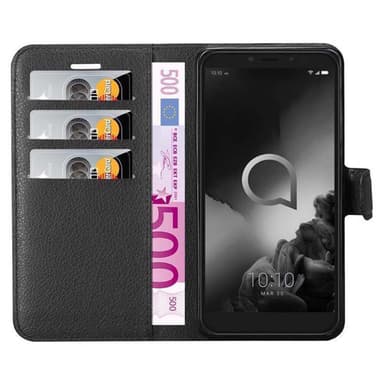 Alcatel 1C 2019 Suojakuori Lompakkokotelo (Musta)