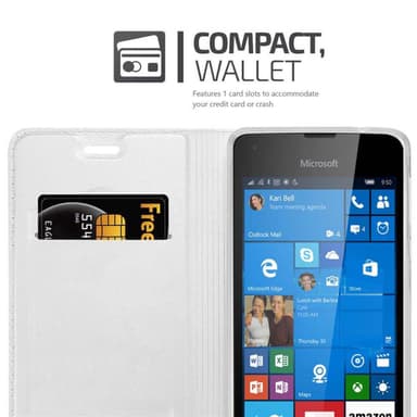 Nokia Lumia 550 Suojakuori Lompakkokotelo (Hopea)