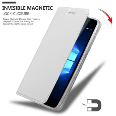 Nokia Lumia 950 Suojakuori Lompakkokotelo (Hopea)