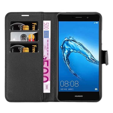 Huawei Enjoy 7 PLUS Suojakuori Lompakkokotelo (Musta)
