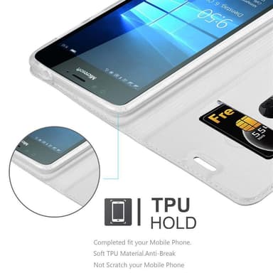 Nokia Lumia 950 Suojakuori Lompakkokotelo (Hopea)