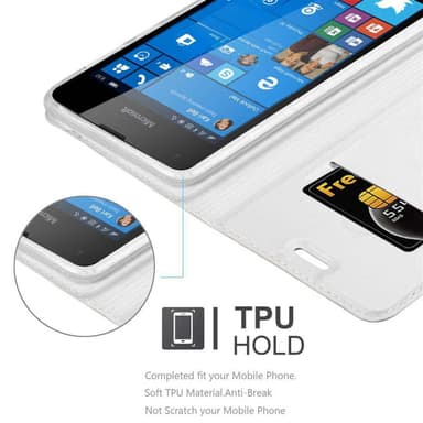 Nokia Lumia 550 Suojakuori Lompakkokotelo (Hopea)