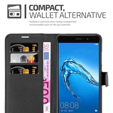 Huawei Enjoy 7 PLUS Suojakuori Lompakkokotelo (Musta)