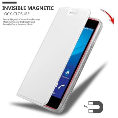 Sony Xperia M4 AQUA Suojakuori Lompakkokotelo (Hopea)