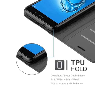 Huawei Enjoy 7 PLUS Suojakuori Lompakkokotelo (Musta)