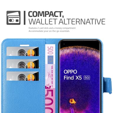 Oppo FIND X5 Suojakuori Lompakkokotelo (Sininen)
