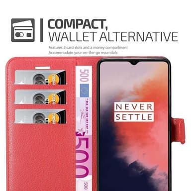 OnePlus 7T Suojakuori Lompakkokotelo (Punainen)