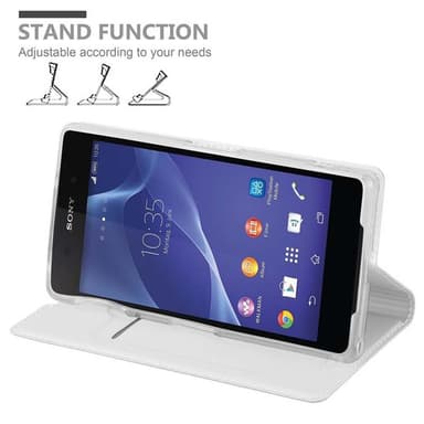 Sony Xperia Z2 Suojakuori Lompakkokotelo (Hopea)
