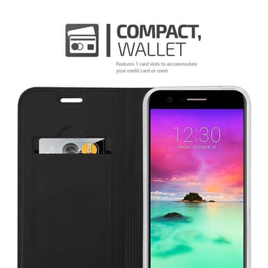 LG K10 2017 Suojakuori Lompakkokotelo (Musta)