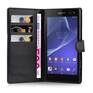 Sony Xperia C3 Suojakuori Lompakkokotelo (Musta)