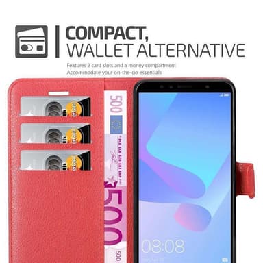 Huawei Y6 PRIME Suojakuori Lompakkokotelo (Punainen)
