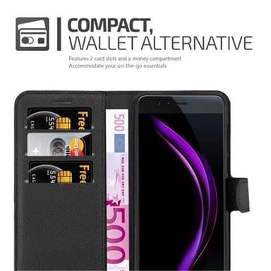 Honor 8 / 8 PREMIUM Suojakuori Lompakkokotelo (Musta)
