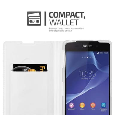 Sony Xperia Z2 Suojakuori Lompakkokotelo (Hopea)