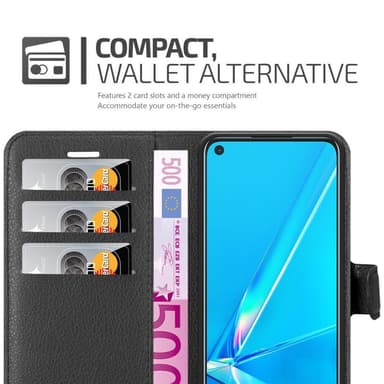 Oppo A92 Suojakuori Lompakkokotelo (Musta)