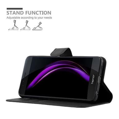 Honor 8 / 8 PREMIUM Suojakuori Lompakkokotelo (Musta)