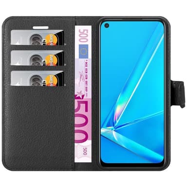 Oppo A92 Suojakuori Lompakkokotelo (Musta)