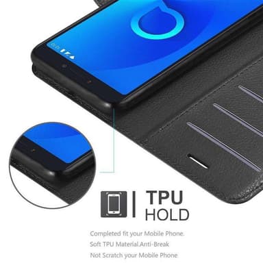 Alcatel 3C Suojakuori Lompakkokotelo (Musta)