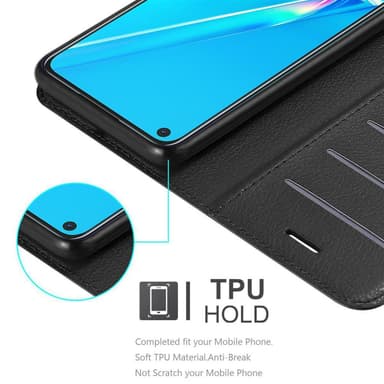 Oppo A92 Suojakuori Lompakkokotelo (Musta)