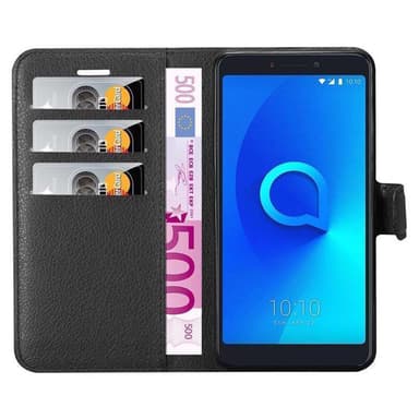 Alcatel 3C Suojakuori Lompakkokotelo (Musta)