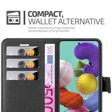 Samsung Galaxy A51 5G Suojakuori Lompakkokotelo (Musta)