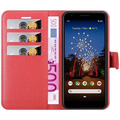 Google PIXEL 3A Suojakuori Lompakkokotelo (Punainen)