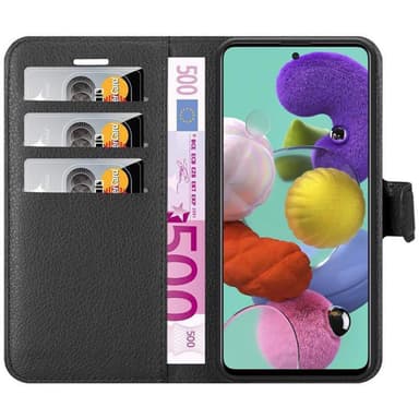 Samsung Galaxy A51 5G Suojakuori Lompakkokotelo (Musta)