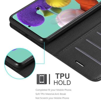 Samsung Galaxy A51 5G Suojakuori Lompakkokotelo (Musta)