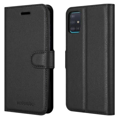 Samsung Galaxy A51 5G Suojakuori Lompakkokotelo (Musta)