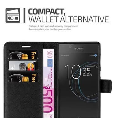 Sony Xperia L1 Suojakuori Lompakkokotelo (Musta)