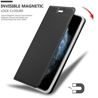 iPhone 11 PRO MAX Suojakuori Lompakkokotelo (Musta)