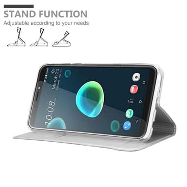 HTC Desire 12 PLUS Suojakuori Lompakkokotelo (Hopea)