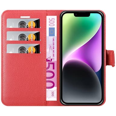 iPhone 14 Suojakuori Lompakkokotelo (Punainen)