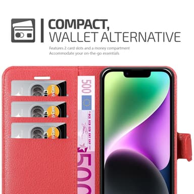 iPhone 14 Suojakuori Lompakkokotelo (Punainen)
