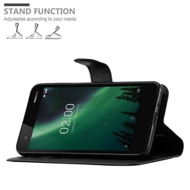 Nokia 2 2017 Suojakuori Lompakkokotelo (Musta)