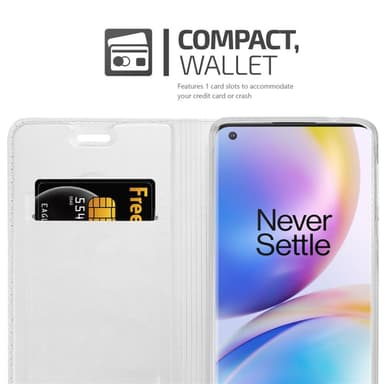 OnePlus 8 PRO Suojakuori Lompakkokotelo (Hopea)