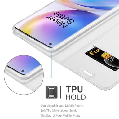 OnePlus 8 PRO Suojakuori Lompakkokotelo (Hopea)