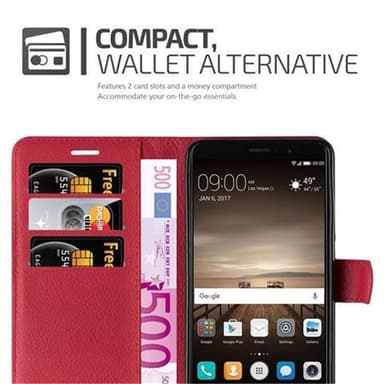 Huawei MATE 9 Suojakuori Lompakkokotelo (Punainen)