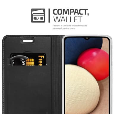 Samsung Galaxy A02s Suojakuori Lompakkokotelo (Musta)