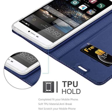 Huawei P8 Suojakuori Lompakkokotelo (Sininen)