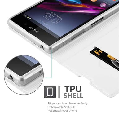 Sony Xperia Z1 Suojakuori Lompakkokotelo (Hopea)