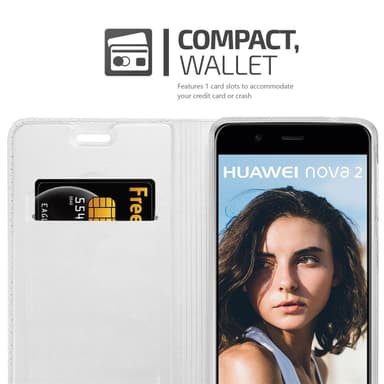 Huawei NOVA 2 Suojakuori Lompakkokotelo (Hopea)