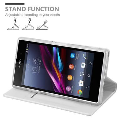Sony Xperia Z1 Suojakuori Lompakkokotelo (Hopea)