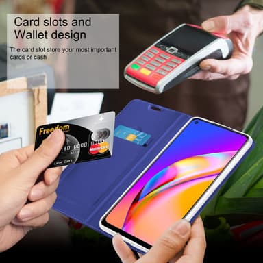 Oppo A94 5G Suojakuori Lompakkokotelo (Sininen)