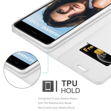 Huawei NOVA 2 Suojakuori Lompakkokotelo (Hopea)